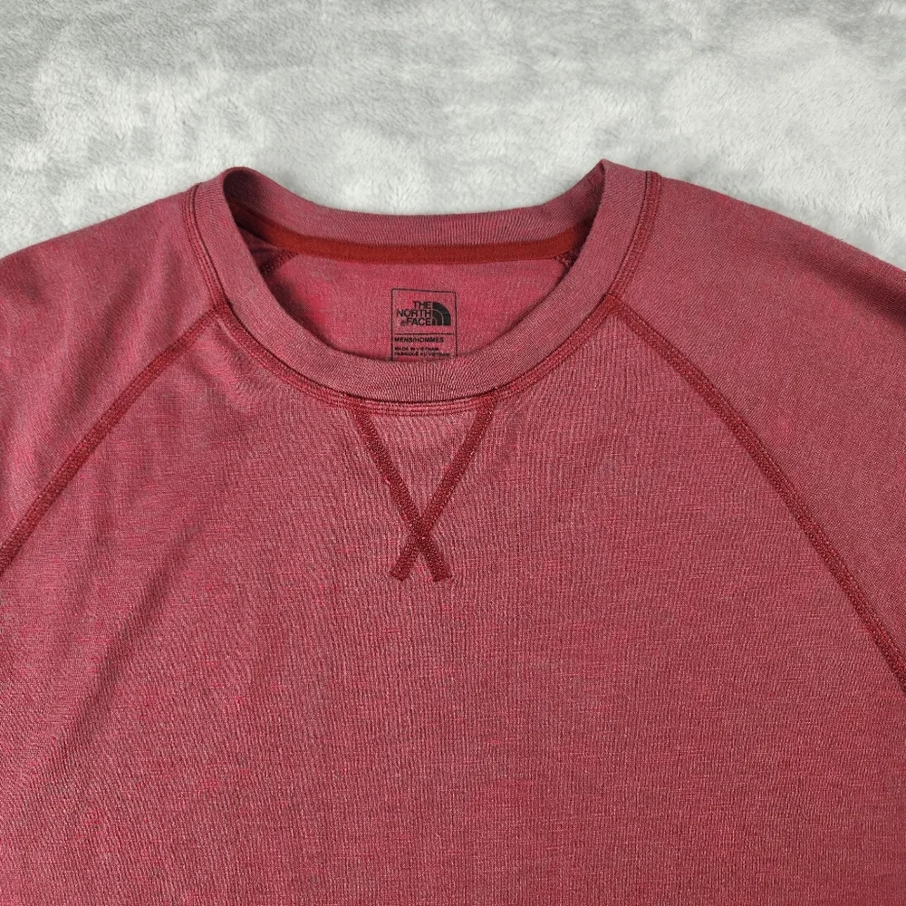 The North Face Shirt Men' Red Heather Long Sleeve Pullover Size L Large